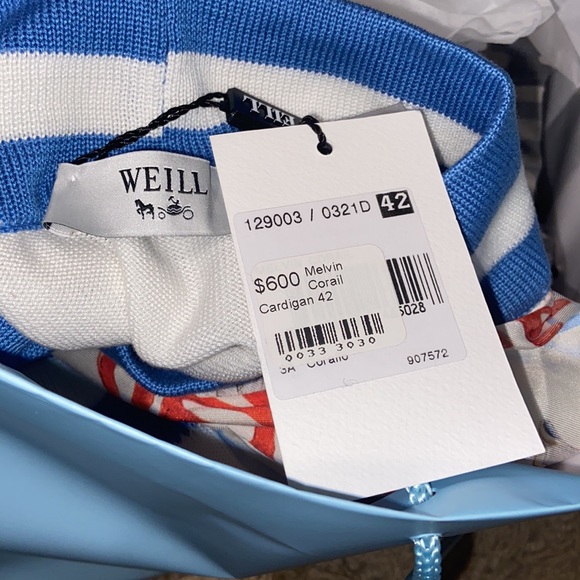 Weill Paris NWT Cardigan ocean coral print 42/10 - Picture 5 of 12